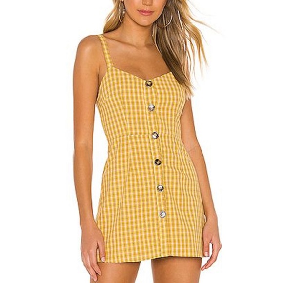 NWT REVOLVE Superdown Millie Button Up Dress in Yellow Plaid | Size XS - Picture 4 of 15